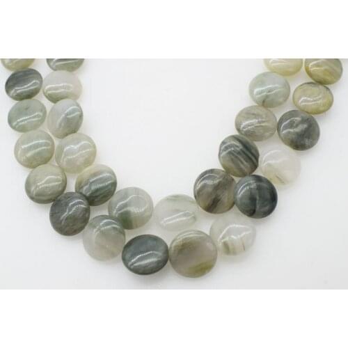 Loose beads green quartz 20MM flat coin 15inch for DIY jewelry making FPPJ wholesale beads nature gemstone big size