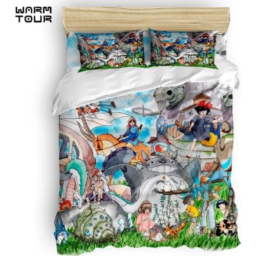 WARMTOUR Duvet Cover Studio Ghibli Duvet Cover Set 4 Piece Bedding Set For Beds
