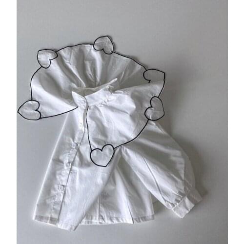 2021 korean style girls ruffles shirt blouse fashion autumn full sleeve girls blouse kids clothes 1-7 years