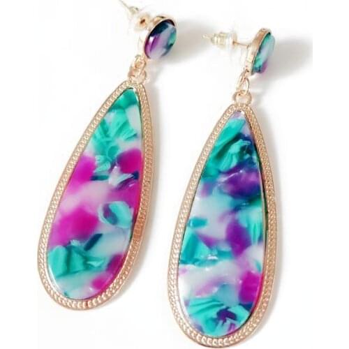 ZWPON 2020 New Designer Acetate Teardrop Dangle Earrings Women Fashion Large Earrings Jewelry Statement Earrings