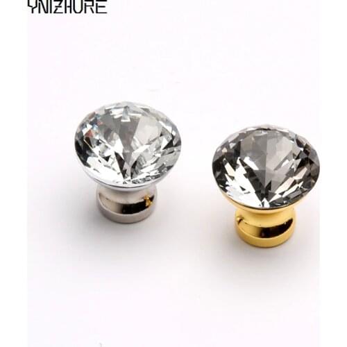 Kitchen Handles Top Quality 25mm 1pcs Door Knobs Crystal Diamond Glass Silver Drawer Cupboard Wardrobe Cabinet Furniture Handle