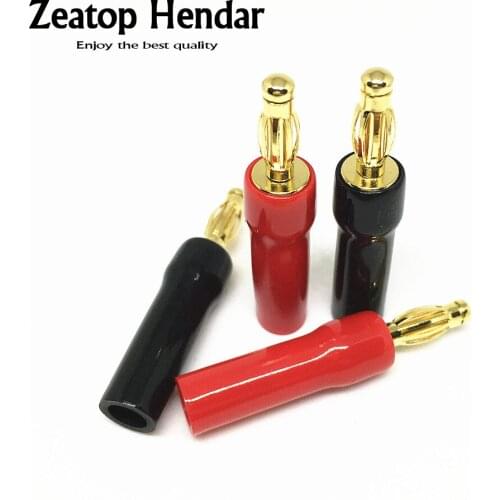 100Pcs Gold Free Welding 4mm Banana Male Plug Audio Lanterns Jack Acoustics Wire Connectors
