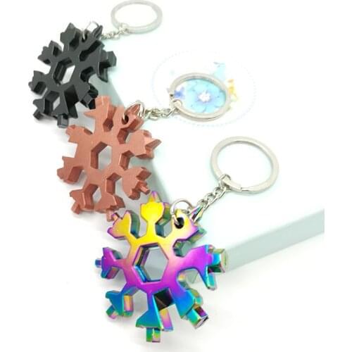 18 In 1 Snowflake Multi Pocket Tool Keychain Spanner Hex Wrench Multifunction Screwdriver Multipurpose Camp Survive Outdoor Hike