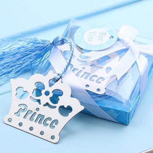 25 pieces/lot) Baby Girl Baby Boy Shower Baptism Gifts Prince Princess Crown Bookmark Wedding Birthday Souvenirs BK017B