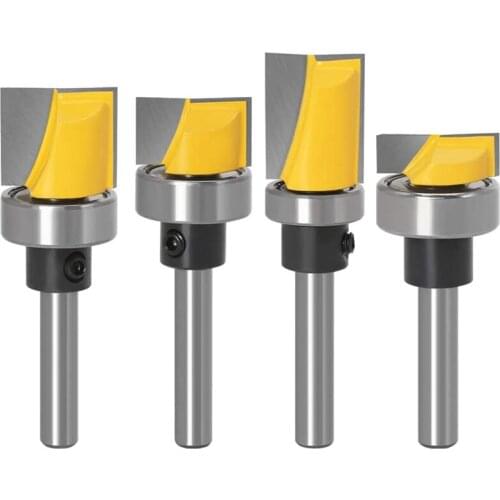 4Pcs 1/4Inch Shank Flush Trim Hinge Mortise Template Cleaning Bottom Router Bit for Woodworking Milling Cutter Tool