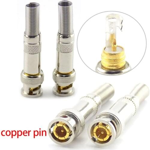 5pcs BNC Male Solder Copper Pin BNC Connector for Security Cctv Camera System