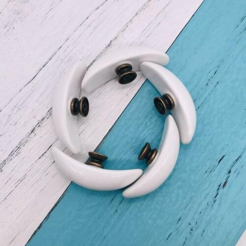 6pcs White Solid Ceramic Knobs Kitchen Arch Bow Knob Furniture Cabinet Cupboard Dresser Handle Drawer Pull Euro furniture Knob