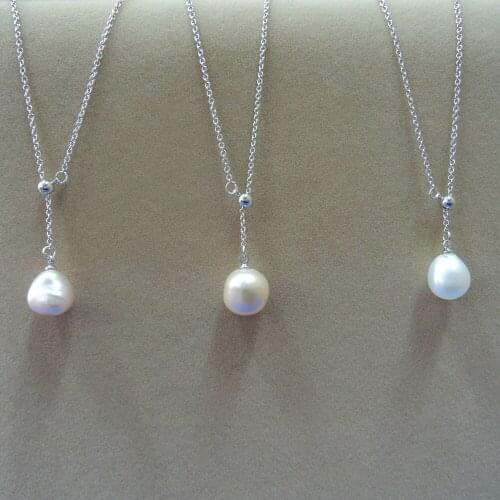 6 pcs/lot necklace ;100% nature freshwater pearl pendant necklace,10-11 mm pearl baroque shape
