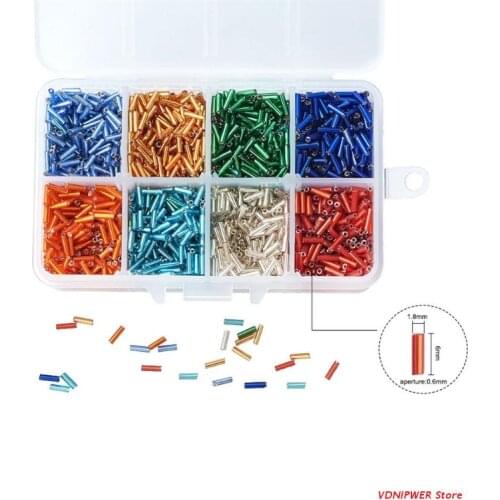 Garment Accessory Cylindrical Glass Beads Colourful Beads Pony Large Hole Cube Square Loose Spacer Craft Gift