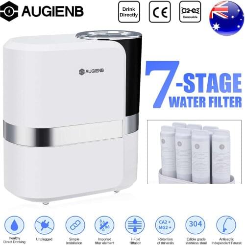 AUGIENB RO 7 Stage Water Purifier Reverse Osmosis Water Filtration System Under Sink Water Filter + Faucet -for Lead Arsenic