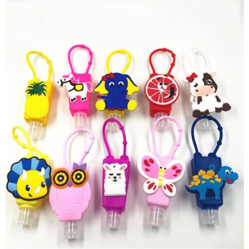 30ML Cute Cartoon Animal Pattern Food Silicone Mini Hand Sanitizer Holder Travel Portable Gel Holder Hangable Liquid Dispenser