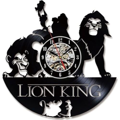 The Lion King Theme 3D Record Clock Hollow Round Creative Vinyl Home Decor Hanging LED Clock Gift for Children Wall Clock