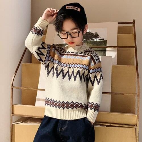 Children Sweater Winter 2021 New Cotton Clothing Keep Warm O-neck Sweater Boy Pullover Knitting Sweater Kids Thick Tops Clothes
