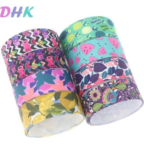 DHK 50yards flowers fruits lemon OMG Printed Grosgrain Ribbon Accessory Hairbow Headwear Decoration DIY Wholesale OEM S1153