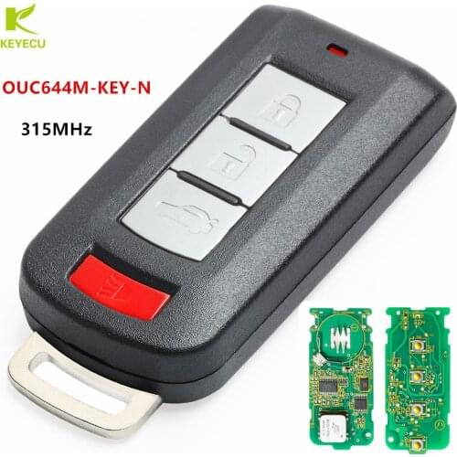 KEYECU Replacement Remote Smart Prox Key Fob 3+1 Button 315MHz ID46 PCF7952 for Mitsubishi Lancer 2008-2016 FCC: OUC644M-KEY-N