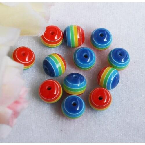 Wholesale 6mm 8mm 10mm 12mm Resin Rainbow Circle Round Beads For DIY Jewelry Accessories