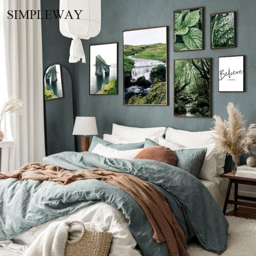 Forest Nature Landscape Canvas Painting Green Plant Leaf Wall Art Print Nordic Motivational Poster Modern Picture Home Decor