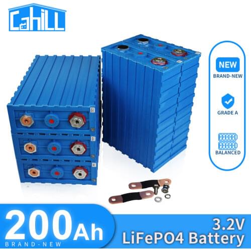 Lifepo4 200Ah 4-48PCS Recargable Battery Pack 3.2V Grade A Lithium Iron Phosphate Prismatic New Solar Cells EU US TAX FREE