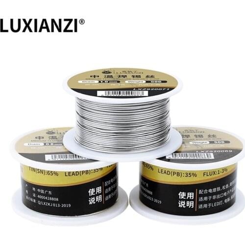 LUXIANZI 50g Solder Wire with Rosin Core 200℃ Medium Temperature Active 65/25 Soldering Wire Welding Equipment 0.5/0.8/1.0mm