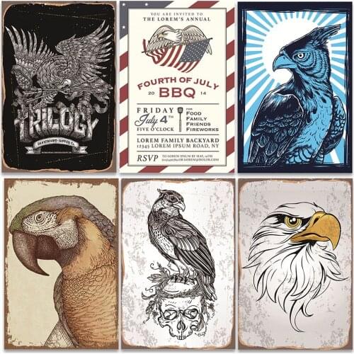 Eagle Poster American Flag Retro Metal Tin Signs Plate 20x30cm Vintage Poster for Home Decoration Bar Pub Wall Decor