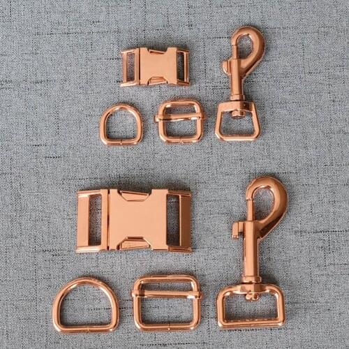 100 Sets 15mm 20mm 25mm 32mm Metal D Ring Side Release Buckle Snap Hook Slider For Pet Dog Collar Leash Leads Lock Lobster Clasp