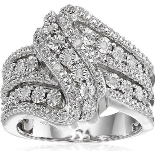 Milangirl Luxury Ladies Ring Luxury Micro-set Rhinestone Rotating Ring European and American Girls Wedding Anniversary