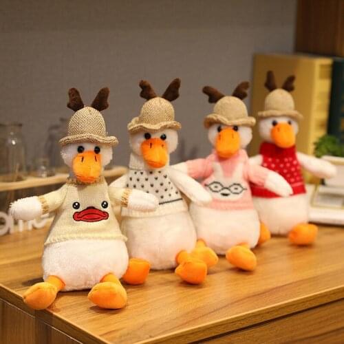35-80cm Cute Puppy Dog & Duck Plush Toys With Hat Soft Stuffed Dolls For Kid Birthday Gift