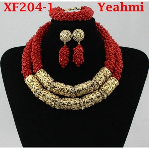HOT Fashion jewelry set Nigeria Dubai gold-color African bead jewelry wedding jewelry set african beads jewelry sets XF204-1