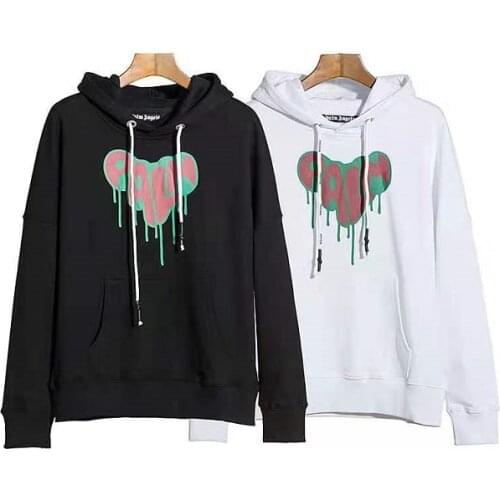 Palm Angels 22SS Tide Brand Mens and Womens Couples Heart-shaped Printed Pattern Casual Fashion Sweatshirt Hooded
