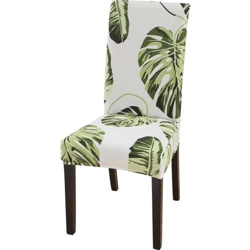 Dreamworld New Coming Soft Stretch Seat Covers Plant Leaves Flower Pattern Covers Spandex Elastic Slipcover for Dining Weeding