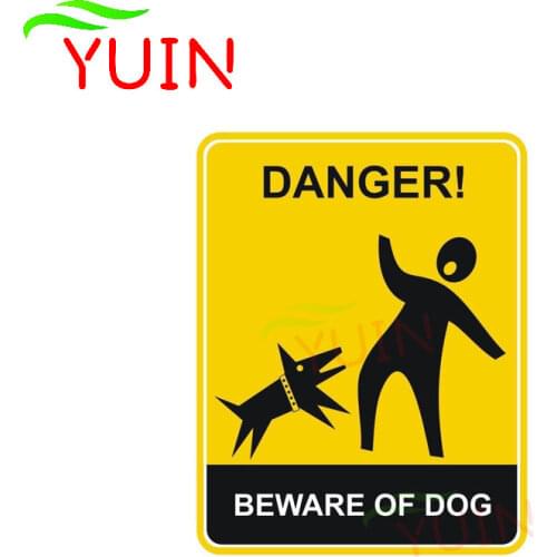 Funny Danger Beware of The Dog Warning Car Sticker Personality PVC Cars Accessories Window Decoration Waterproof Decal13CM*10CM