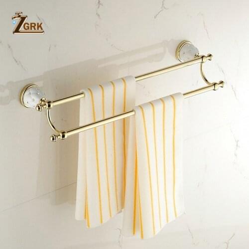 ZGRK Bathroom Towel Holder Wall Mounted Brass Single Brushed Towel Rack Home Hotel Wall Sucker Hanger Supplies Bath