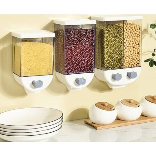 Wall-Mounted Push-Type Storage Tank Moisture-Proof Sealed Plastic Box Kitchen Food Storage Containers Transparent Organizer