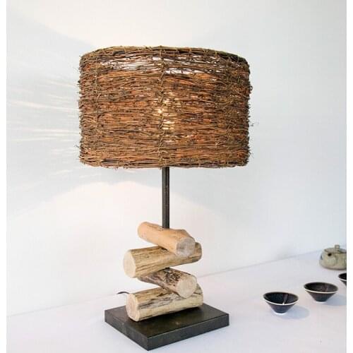 American rural Nordic contracted decorate zen lamp bedroom a study of the head of a bed warm wood log cany desk lamp