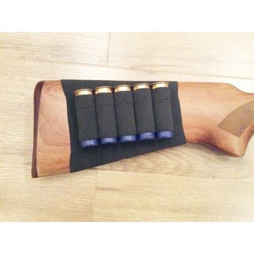 Hunting bag hunting Shotgun Rifle 5 bulletShells Butt Stock Shell Cartridge Holder Shotshell Ammunition Carrier 5 Elastic Fabric