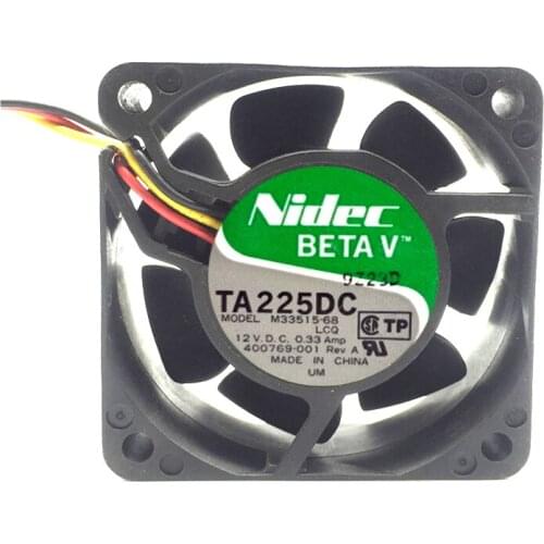 Original Nidec TA225DC M33515-68 DC 12V 0.33A 60x60x25mm 6cm 3 Line Server Inverter Cooling Fan