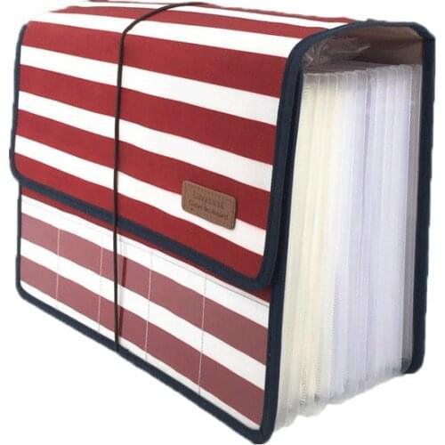 Large-capacity File 12 Pockets Portable Document Folder Accordion A4 File Folder Oxford Document Expandable Briefcase