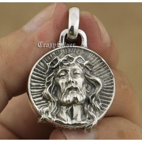Jesus Christ Charms Biker Rock Punk 925 Sterling Silver Pendant TA39