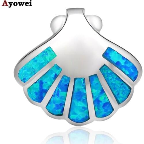 Simple but gorgeous design New style Blue fire Opal Silver Stamped Fashion jewelry Necklace Pendants for Women OP577A