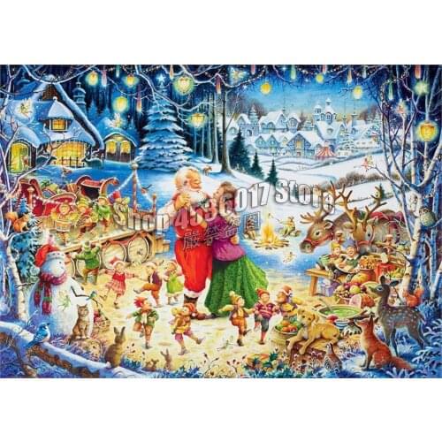 Santas Christmas Party Needlework Embroidery 5D DIY Full Diamond Painting Cross Stitch Square Rhinestone Handmade Room Crafts