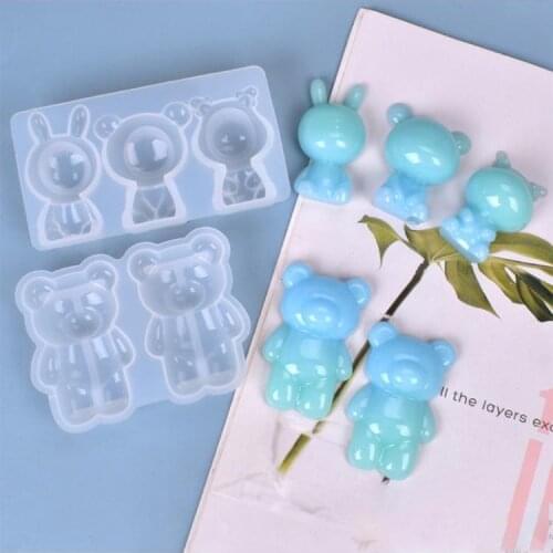 DIY Crafts Decoration Crystal Epoxy Resin Mold Bear Doll Ornament Silicone Mould