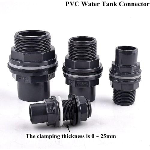 1pc 20~63mm PVC Pipe Connector Thicken Aquarium Fish Tank Water Supply Drainage Tube Joint Garden Irrigation Thread Fittings