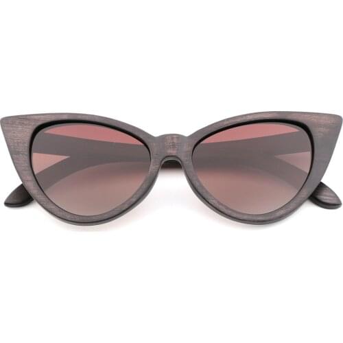 Retro DUMU cat eye Wood Bamboo Polarized Sunglasses for Men and Women,Black Sun glasses Gradient Lens UV400 Eyeglasses