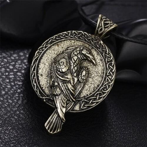 1 pcs Norse Talisman Viking Raven Pendant Black Bird Celt Crow Necklace Men Pendant collier Jewelry Vintage Necklaces For Women