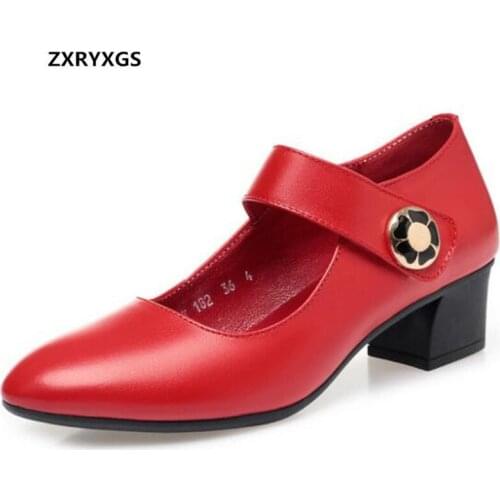 Top Cowhide Spring Shoes Woman Professional Work Banquet Wedding Women Shoes High Heels Comfort Elegant Fashion Leather Shoes