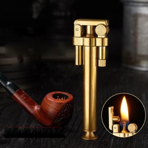 Vintage Pure Copper Flint Kerosene Lighters Flame Retro Metal Petrol Old Trenches Cigarette Lighter Tobacco Pipe Smoker Gadgets