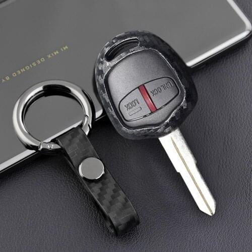 Car Protection Key Covers Accessories Styling Case For Mitsubishi Pajero EX Lancer ASX Outlander Galant Carbon Fiber Grain Shell