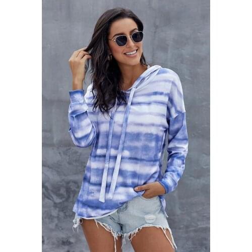 2020 New Arrival Tie Dye Printing Women Hoodie Fashion Casual Full Sleeve Lady Pullovers Hooded Collar Female Sweatshirt Tops