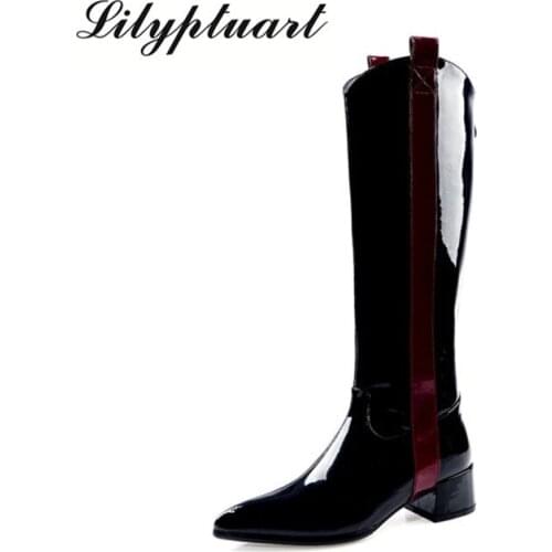2019 autumn and winter new style with pointed womens boots fashion color matching high boots large size knight boots women