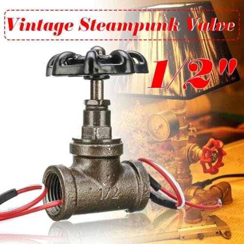 1/2 Inch Stop Valve Light Switch with Wire for Vintage Steampunk Pipe Table Lamp Loft Style Iron Valve